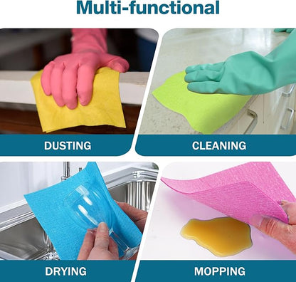 Swedish Dishcloths for Kitchen 15 Pack Reusable Paper Towels, Super Absorbent & Quick Dry, Eco-Friendly Compostable Cleaning Cloths for Dishes, Countertops & Glass, Durable Sponge Cloth Set