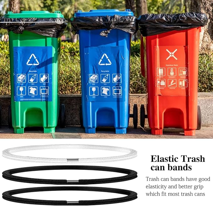 20 Pcs Garbage Can Bands, Trash Can Elastic Rubber Bands Fits 8 to 33 Gallon Trash Cans, Trash Can Bands Waste Box Holder Cabinet Loop Straps for Garbage Bag Liner Home Office School Indoor Outdoor