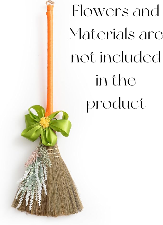 BMart Home Small Natural Whisk Sweeping Hand Handle Broom - Vietnamese Straw Soft Broom for Cleaning - Decoration Items - Indoor - Outdoor - 9.84'' Width, 27.95" Length