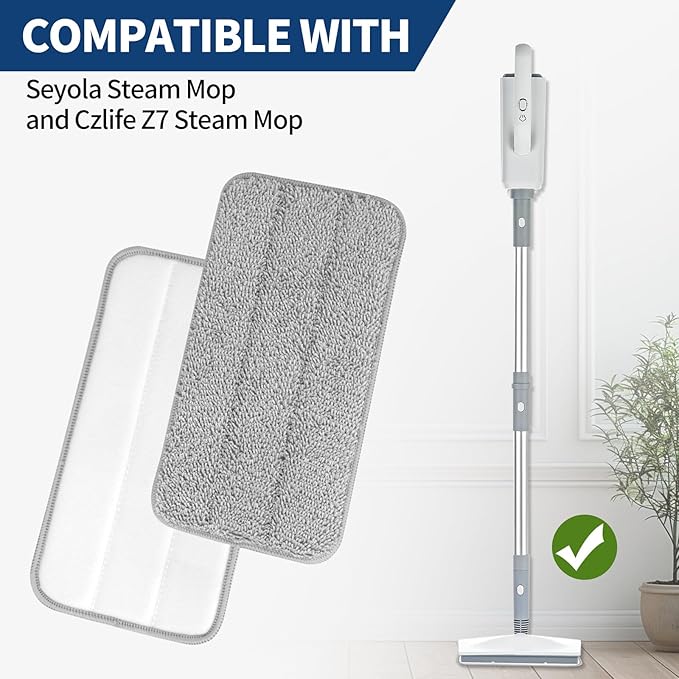 Microfiber Steam Mop Pads Compatible with Wotaste, FODFINU & FEPPO and Seyola Steam Mop Cleaner - Washable and Reusable Replacement Mop Pads for Floor Cleaning, 6 Pack