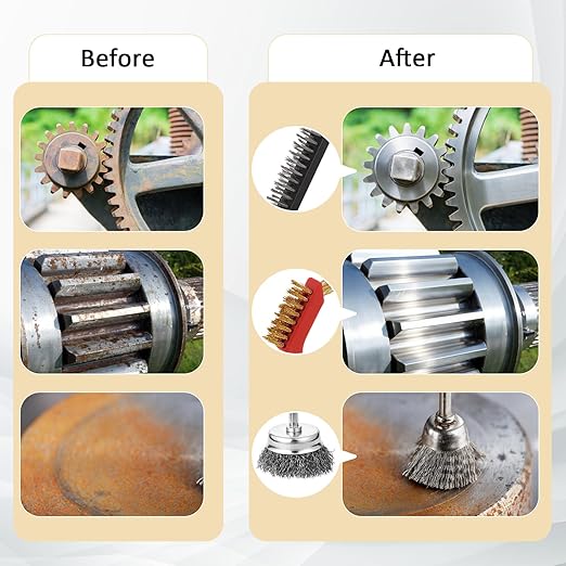 36 Pcs Wire Brushes for Cleaning Stainless Steel/ Nylon/ Brass Metal Brush Set with Curved Handle Grip Carbon Steel Wire Wheel for Drill Grinder Wire Brush for Rust Paint and Dirt Removal