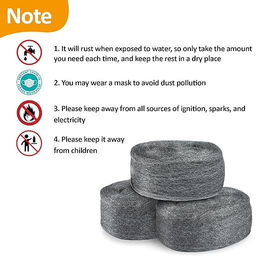 MAQIHAN Steel Wool 0000 15oz(30ft) - 0000 Steel Wool for Glass Fine Steel Pads for Chrome or Wood Polishing Weep Hole Covers for Brick Walls Fill Fabric Metal Fabric Pad Mice Control