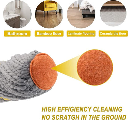 Self-Wringing Twist Mops for Floor Cleaning, Microfiber Floor mop with 57 " Long Handle, Easy Wringing Mop for Hardwood Commercial Household Clean (Gray Twist Mop)