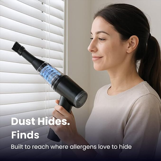 Dustaclean Handheld Vacuum Cordless, Dustaclean Car Vacuum 5000pa, Long-Lasting Battery Life, Wireless and Portable Design, Ideal for Use in Cars, On Desks, and with Keyboards