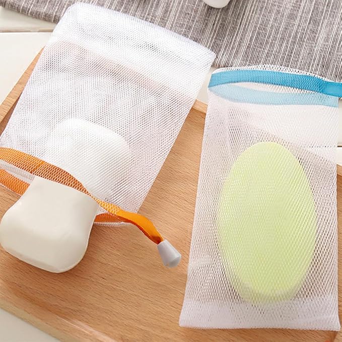ELANE 20 Pcs Soap Mesh bag,Mesh Soap Bags for Soap Bars,Soap Exfoliating Saver Bag for Foaming and Drying,Hangable(Random colors)