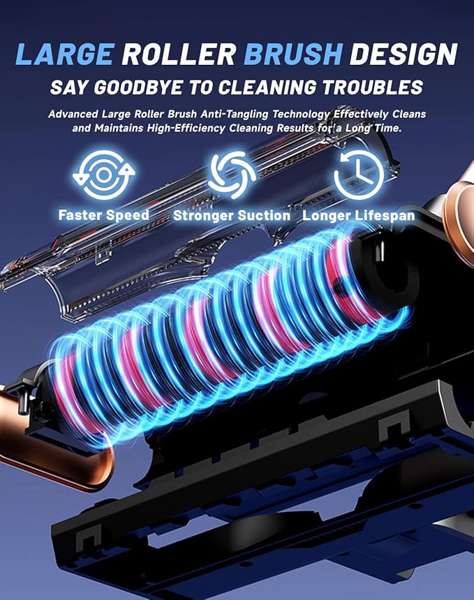 Vacuum, Osmo Provacuum – 15000pa Powerful Suction, 140° Wide-Green Light Dust Reveal, Folding Vacuum Cleaner, Anti-Tangle Roller, LED Display Vacuum & Mop 2-in-1 Whole House Cleaning(Black)