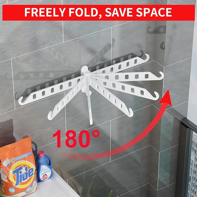JOOM Laundry Drying Rack Wall Mounted Clothes Drying Rack Clothes Hanger -Coat Hanger Holder White