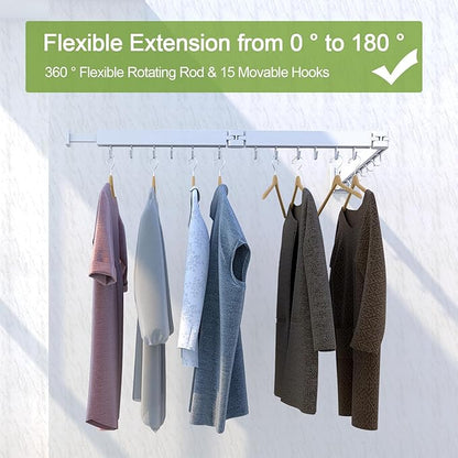 Kelisiting Foldable Clothes Drying Rack, 2 Fold Laundry Drying Rack Wall Mount, [No Drilling] Folding & Durable Space Saver for Laundry, Balcony, Bathroom, Patio, Dormitory, Apartment-White