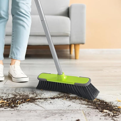 4 PK Soft Bristle Push Brooms for Sweeping Indoor/Outdoor Heavy Duty Commercial Broom for Shop Restaurant House Broom for Garage Kitchen Hardwood Tile Floor Cleaning