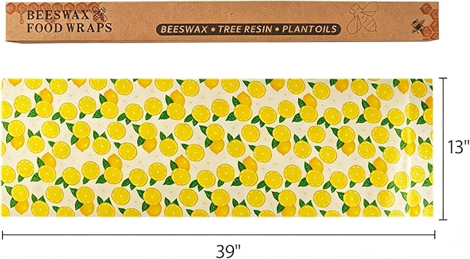 Soboto Beeswax Wraps for Food, Reusable Food Wraps, Sustainable Beeswax Paper Beeswax Sandwich Wrap Beeswax Storage(13x39inch)