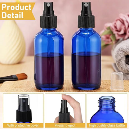 Maxcheck 50 Pieces 4oz Small Glass Spray Bottles for Essential Oil Empty Spray Mist Bottle Empty Fine Mist and Refillable Mister Refillable Liquid Containers for Perfumes, Cleaning (Blue)