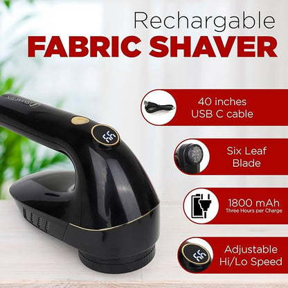 Smartek Rechargeable - Fabric Shaver for Clothes - Lasts for Hours Between Charges - 2-Speeds with High and Low Lint Shaving Modes - Built-in LED Screen - Lint Shaver for Removing Fuzz and Pilling