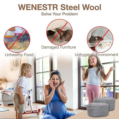 Steel Wool Mice Control - 1 Pcs 2.36"×9.84Ft Steel Wool for Wall Hole/Gap Filler - Best Thing to Get Rid of Mice - Keep Animals Away from Cracks,Siding,Pipeline,Vents in Garden/House/Garage/Kitchen