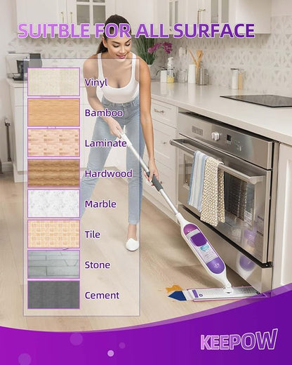 KEEPOW Power Mop Pads with Extra Scrubbing Pads Compatible with Swiffer PowerMop Refills Microfiber Wet Mops Refill Reusable Power Mop Pads Refill Deep Cleaning Hard Floor Mop Pads Replacement 8PCS