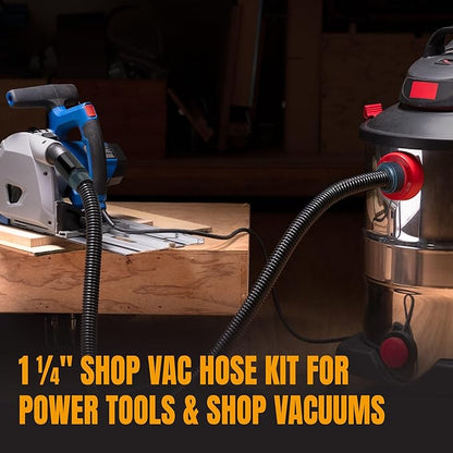 POWERTEC 70356 10 ft. Vacuum Hose Dust Collection Kit for Woodworking Power Tools, Wet/Dry Work Shop Vacuums, Miter Saw and Table Saw