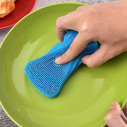 6 Colors Silicone Cleaning Scrubber，Colored Sponges for Dishes for Cleaning Silicone Scrubber Kitchen
