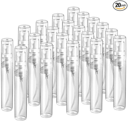 Teenitor Mini Spray Bottle 20Pcs, Perfume Travel Refillable 5ml Spray Bottle Perfume Bottle, Fine Mist Mini Perfume Atomizer, Plastic Perfume Bottles Empty