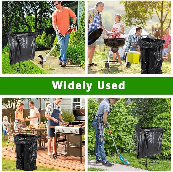 2 Pack Trash Bag Holder, Metal Garbage Bag Holder, Portable Hummingbird Pattern Base Leaf Bag Holder, Multi-use Trash Bag Holder Stand for Camping, Party, Garden