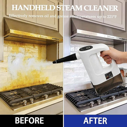 15-in-1 Pressurized Multi-Purpose Natural Handheld Steam Cleaner, 15s Instant Heat Portable Steamer with 400ml Tank, Multi-Surface Deep Cleaning for Home, Grout, Furniture, Couch, Car, Bathroom, Floor
