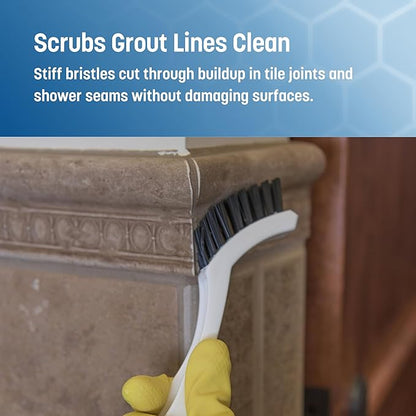 SPARTA Flo-Pac Grout Brush Detail Crevice Brush, Firm Chemical-Resistant Nylon Bristles with Angled Ergonomic Handle, Hanging Holes for Tile, Grout, Corners, Boxes, 8 Inches, White (Pack of 24)