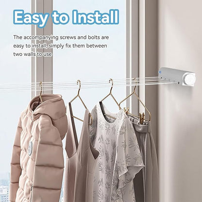 Retractable Clothesline, 5 Line Retractable Indoor Clothesline Wall Mounted Telescopic Clothes Drying Rack Punching Installation Laundry Line (Five Ropes)