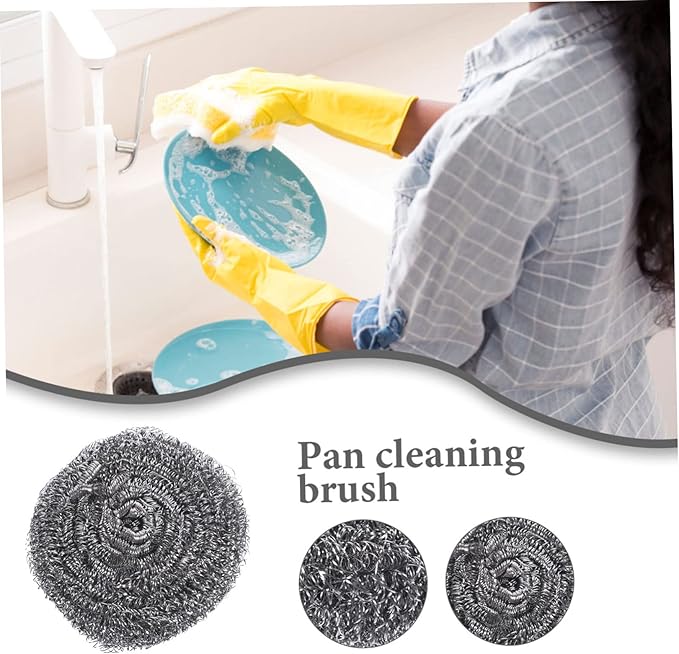 KICHOUSE 6Pcs Pot Scrubbers Metal Cleaning Balls for Pots Pans and Grills for Tough Stains and Removal Easy to Use Non Damaging Design