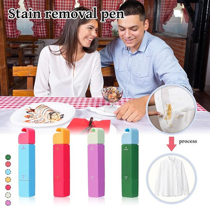 Portable Instant Stain Remover Pen,3-Second Stain Remover Pen for Clothes,Water Free Clean,Double Head Instant Treater Sticks With Lanyard,Travel & Pocket-Sized (2, Blue)