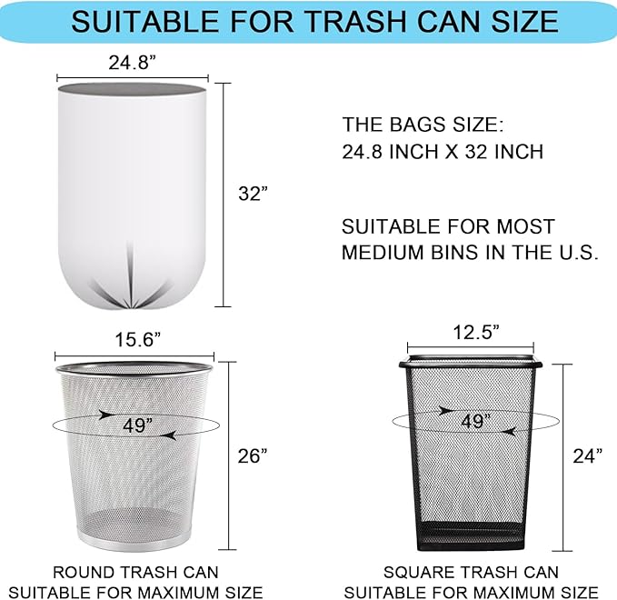 15 Gallon Trash Bags - 1 MIL Ultra Strong Tall Kitchen Garbage Bags, Unscented Trash Can Liners for Office, 60 Count