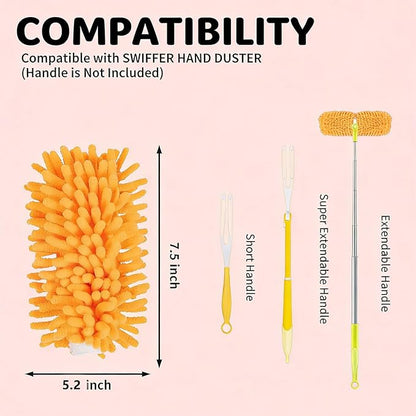 Reusable Duster Refill Compatible with Swiffer Duster, 360 Duster Refills Only, Washable Pet Heavy Duty Dusters Refills for Swiffer Duster 3ft 6ft Extended Handle, 6 Pack (Handle is Not Included)