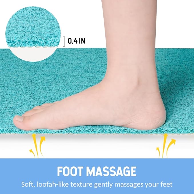 Hargiis Non-Slip Bathtub Mat, Anti Slip Shower Mat, Fast Drying Bathtub Mats, Foot Scrubber Mat, Anti Slip Mat for Tub, Floor, Bathroom, Kitchen, Home, Hotel (Turquoise Blue 32"×17")