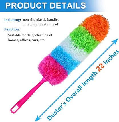 20-Inch Microfiber Hand Duster, Car Interior Detailing Duster, Rainbow Feather Duster for Car, Home, Office Cleaning