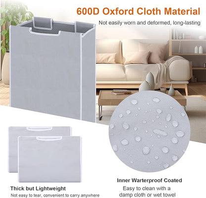 4 Pcs Laundry Sorter Replacement Bags, Removable Hamper Cart Storage Organizer, Gray Oxford Cloth, No Hooks, 22 x 15 x 9 Inches