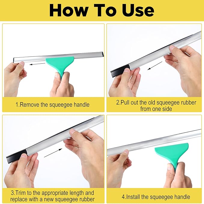 Professional Cut-to-Size Replacement Rubber Squeegee Blade, 41" Household Squeegee Refill, High Elasticity Squeegees Strips, Fits Most Window Washing Squeegees for Streak Free Cleaning