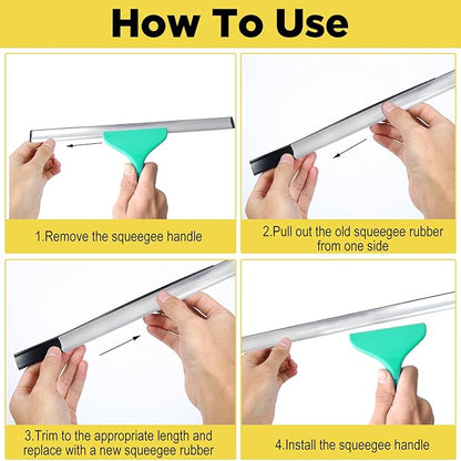 Professional Cut-to-Size Replacement Rubber Squeegee Blade, 41" Household Squeegee Refill, High Elasticity Squeegees Strips, Fits Most Window Washing Squeegees for Streak Free Cleaning