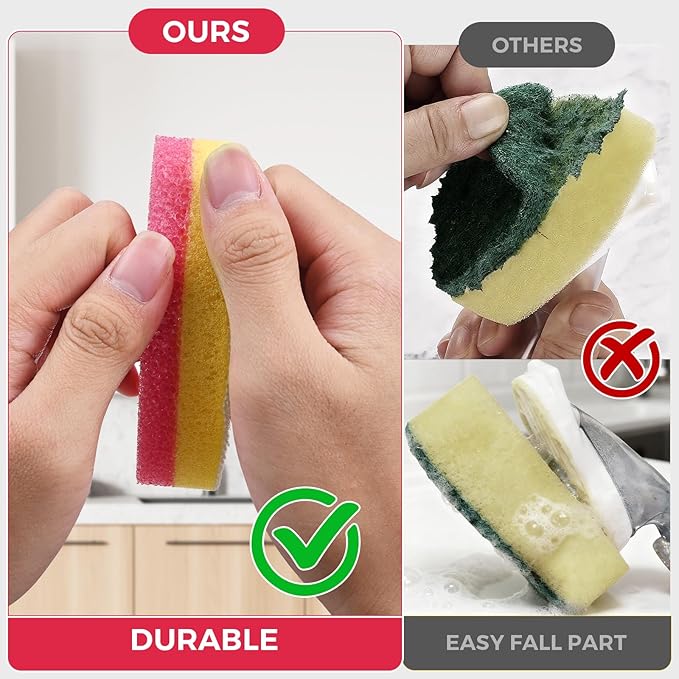 Sponge Refills for Scrub Daddy Dish Daddy - 10 Packs Dish Wand Refills, Scrub Brush Replacement Heads, Dish Brush Replacement Head for Kitchen Cleaning, Pink (Only Sponge Heads)