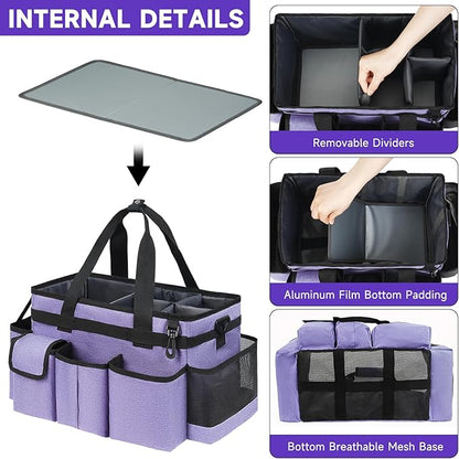 Cleaning Caddy,Cleaning Bag for Housekeepers,Cleaning Supplies Organizer with Handle,Purple
