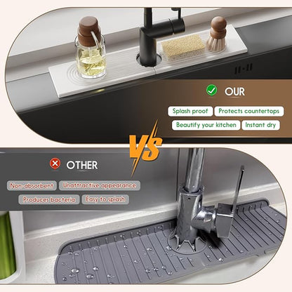 Faucet Mat for Kitchen Sink, Diatomite Quick Drying Tray , 20 Inch Kitchen Sink Splash Guard and Bathroom Stone Tray for Counter. Super Absorben.White.