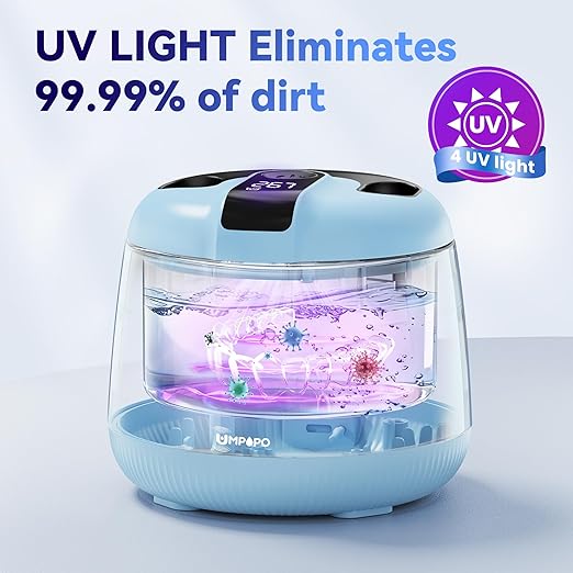 Ultrasonic Retainer Cleaner Machine 48kHz, Dental Cleaning Pod, Ultrasonic Retainer Cleaner for Dentures, Aligners, Mouth Guards, Toothbrush Heads and Jewelry with 200ML Capacity, LAB Supply
