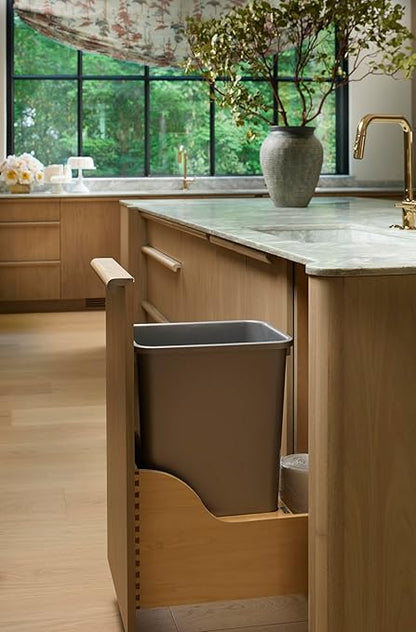 Rev-A-Shelf 50 Qt Bottom Mount Single Pullout Under Cabinet Trash Cans w/Soft-Close for Base Cabinets, Min Opening Width of 12", Metallic Silver, 4WCSC-1550DM-1