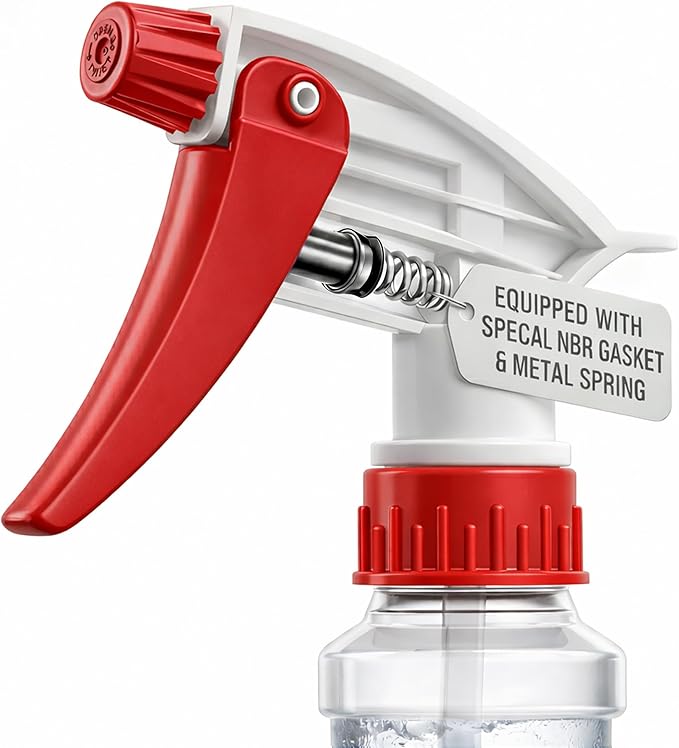 Bar5F Plastic Spray Bottles 2 Pack, 16 Oz, All-Purpose, Empty for Chemical and Cleaning Solutions, Adjustable Head Sprayer Fine to Stream (Pack of 4 (Red))