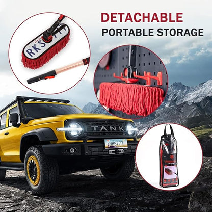 Auto Duster Extendable Handle, Car Exterior Scratch Free, Car Brush Kit for Truck SUV RV Motorcycle, Cleaning No Lint (CA Designer License Plate) - Gifts for Men Women