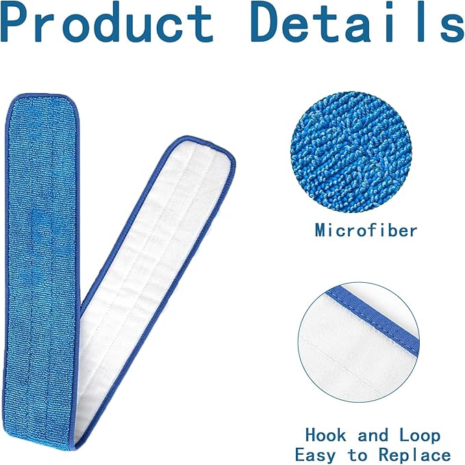 4Pcs Large 48 Inch Commercial Microfiber Mop Pad – Heavy Duty Flat Wet/Dry Replacement for 48″ Mop Frame – Washable & Reusable Industrial Warehouse Gym Floor