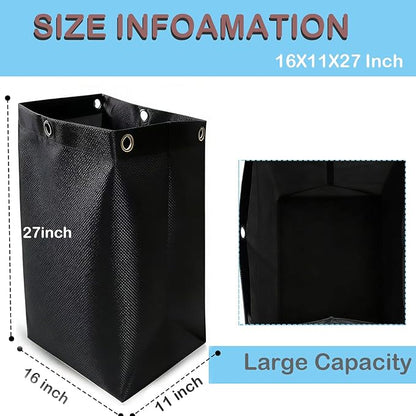 High Capacity Replacement Janitorial Cart Bag, Waterproof, Thickened Housekeeping Cart Cleaning Bag, 16 x 11 x 27 Inches