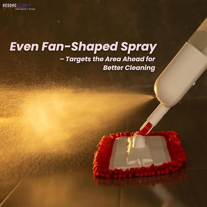 Spray Mop for Floor Cleaning with 2 Microfiber Pads Featuring Tassel Edges, Lightweight Aluminum Handle, and Even Spray Nozzle for Efficient Cleaning