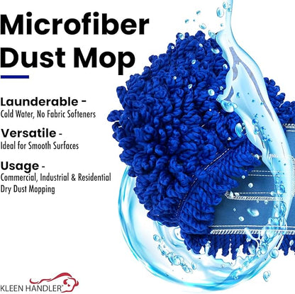 Kleen Handler 24 inch Microfiber Dust Mop | Medium Washable Commercial Mop Head Replacement, Pack of 12