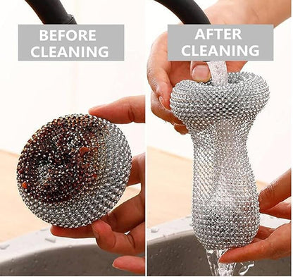 Swift-Scrub Non-Scratch Wire Steel Scrubber for Sustainable Cleaning of Utensils, Dishes, Counters, Sinks and Wet and Dry Cleaning Multipurpose Dish Wash Scrubber | (Steel-Wire Bowl, Pack of 4)