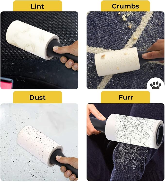 Lint Rollers for Pet Hair Extra Sticky, Lint Roller with Upgraded Handle, 90 Sheets in Total, Portable Pet Lint Remover for Clothes, Furniture
