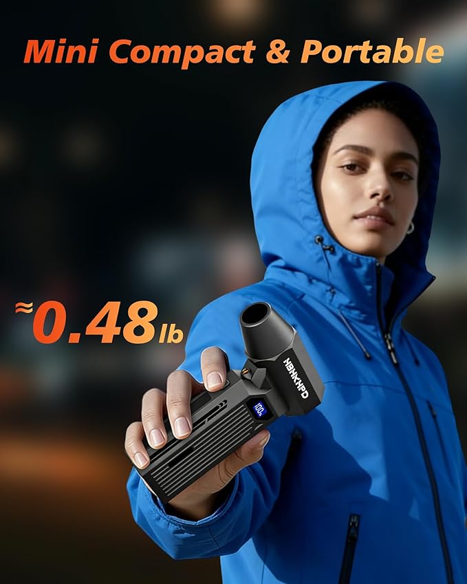 Compressed Air Duster, 150000RPM Super Power Electric Air Duster with Brushless Motor and LED Light, 4-Gear Rechargeable Air Blower, Cordless Turbo Fan for Computer, Car, Home, Outdoor