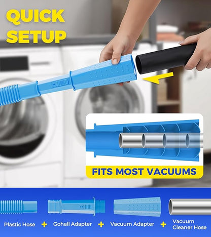 Dryer Vent Cleaner Kit - Flexible Dryer Lint Vacuum Hose Attachment - Lint Remover Compatible with All Vacuum Cleaner Laundry Room (Blue)