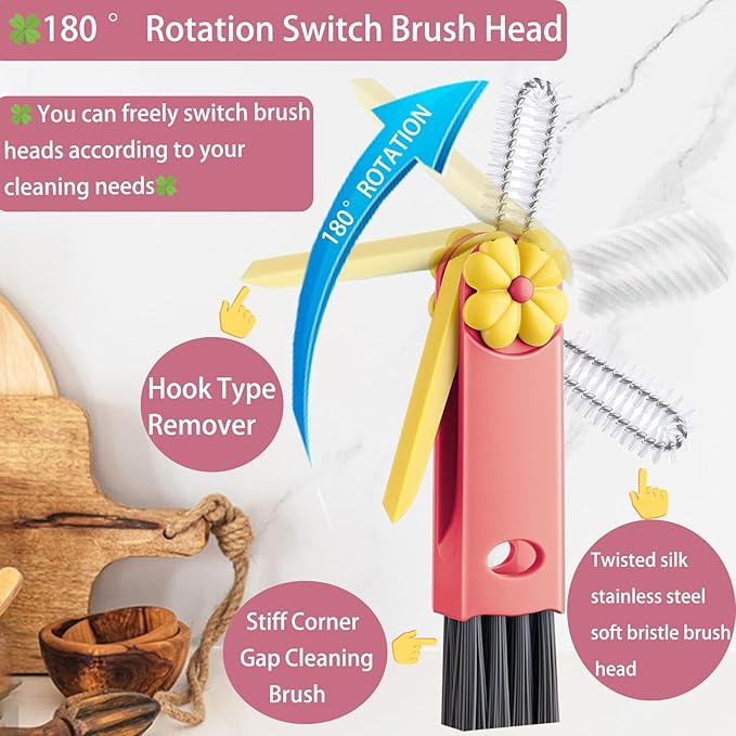Cup Lid Gap Cleaning Brush, 3 in 1 Cup Lid Brush, Multifunctional Water Bottle Cleaning Brush, Home Kitchen Crevice Brush Tools for Tiny Cup Lid Detail, Bottle Tight Spaces Cup(3 PCS)